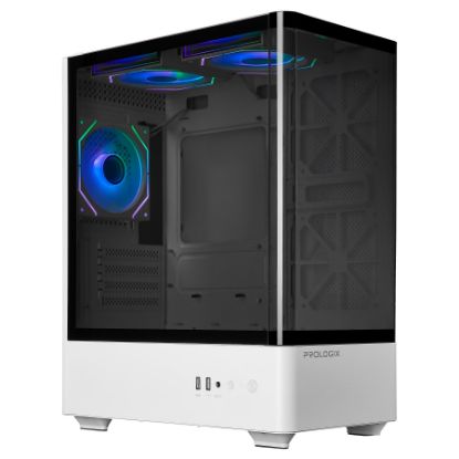 Picture of Prologix Lumi GM-01AW Glass White: Midi Tower, MicroATX/ITX, 3 x 120 mm ARGB Fans Included, 120 mm Rear& 280 mm Top Radiator Support, Tempered Glass