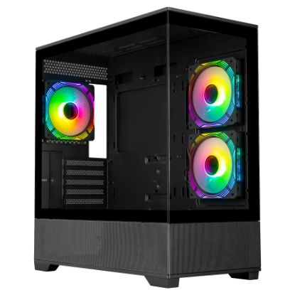 Picture of Prologix Axon GM-03AB Glass Black: Midi Tower, MicroATX/ITX, 3 x 120 mm ARGB Fans Included, 120 mm Rear& 360 mm Top Radiator Support, Tempered Glass