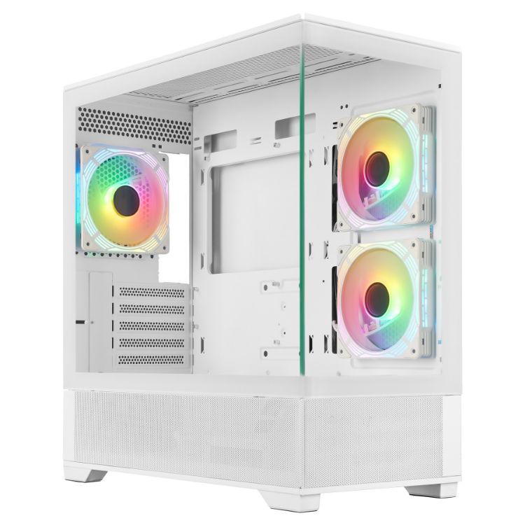 Picture of Prologix Axon GM-03AW Glass White: Midi Tower, MicroATX/ITX, 3 x 120 mm ARGB Fans Included, 120 mm Rear& 360 mm Top Radiator Support, Tempered Glass
